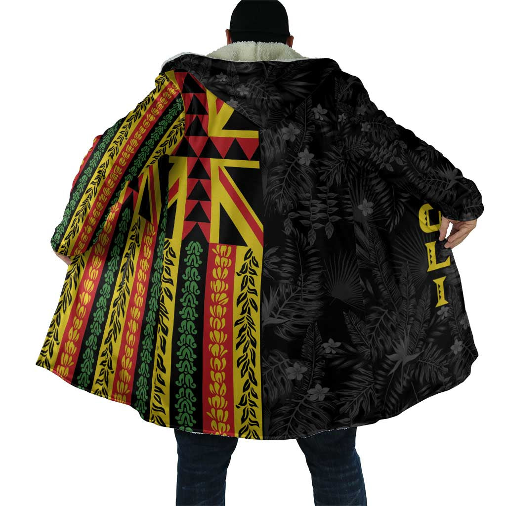 Hawaii Maoli Spirit Cloak Kakau Pattern With Flower Lei - Polynesian Pride