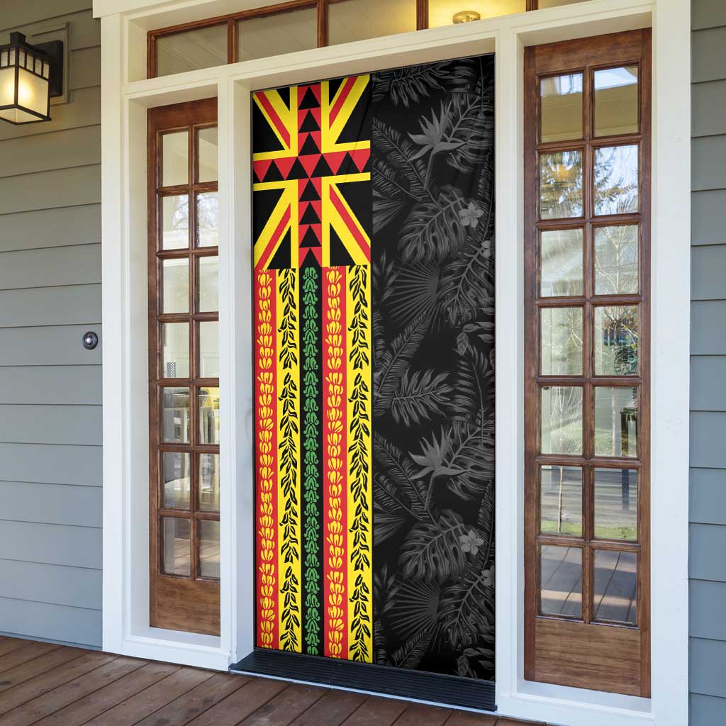 Hawaii Maoli Spirit Door Cover Kakau Pattern With Flower Lei - Polynesian Pride