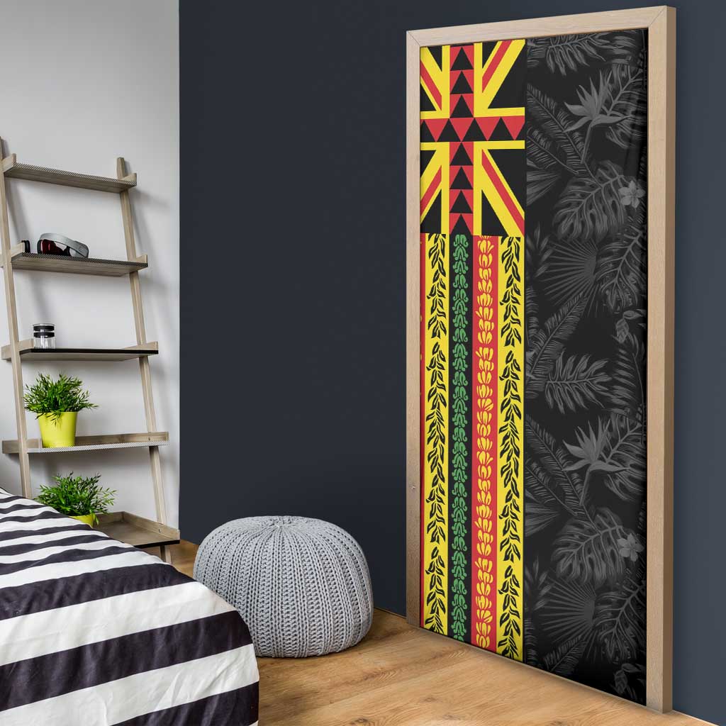 Hawaii Maoli Spirit Door Cover Kakau Pattern With Flower Lei - Polynesian Pride