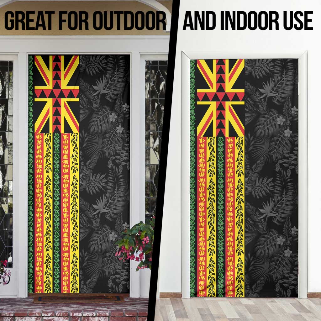 Hawaii Maoli Spirit Door Cover Kakau Pattern With Flower Lei - Polynesian Pride