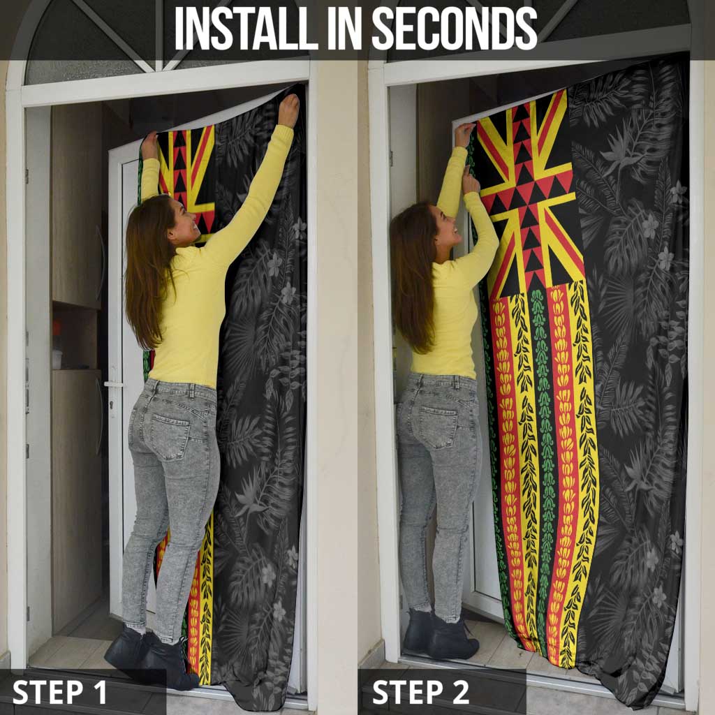 Hawaii Maoli Spirit Door Cover Kakau Pattern With Flower Lei - Polynesian Pride