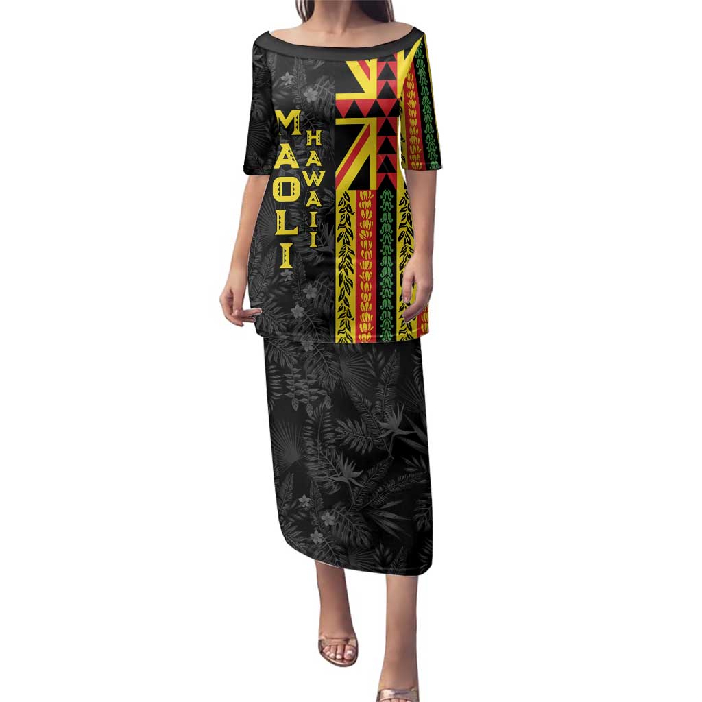 Hawaii Maoli Spirit Family Matching Puletasi and Hawaiian Shirt Kakau Pattern With Flower Lei - Polynesian Pride