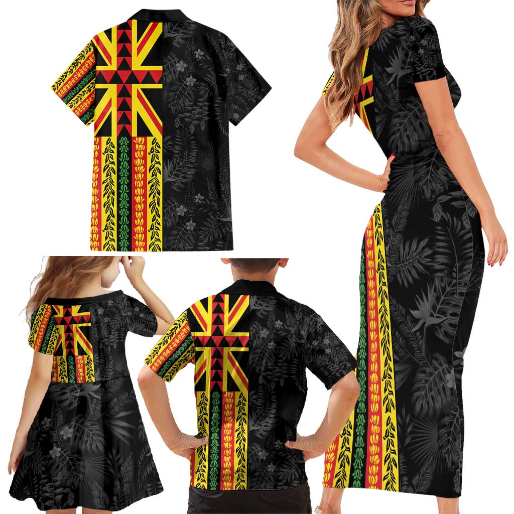 Hawaii Maoli Spirit Family Matching Short Sleeve Bodycon Dress and Hawaiian Shirt Kakau Pattern With Flower Lei LT05 - Polynesian Pride
