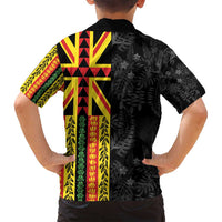 Hawaii Maoli Spirit Family Matching Summer Maxi Dress and Hawaiian Shirt Kakau Pattern With Flower Lei LT05 - Polynesian Pride