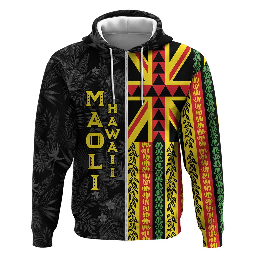 Hawaii Maoli Spirit Hoodie Kakau Pattern With Flower Lei - Polynesian Pride