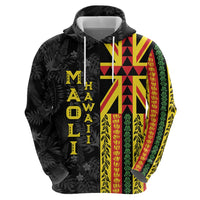 Hawaii Maoli Spirit Hoodie Kakau Pattern With Flower Lei - Polynesian Pride