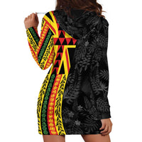 Hawaii Maoli Spirit Hoodie Dress Kakau Pattern With Flower Lei LT05 - Polynesian Pride