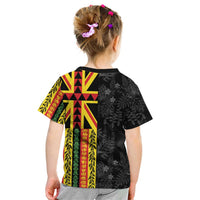 Hawaii Maoli Spirit Kid T Shirt Kakau Pattern With Flower Lei LT05 - Polynesian Pride