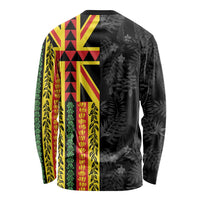 Hawaii Maoli Spirit Long Sleeve Shirt Kakau Pattern With Flower Lei - Polynesian Pride