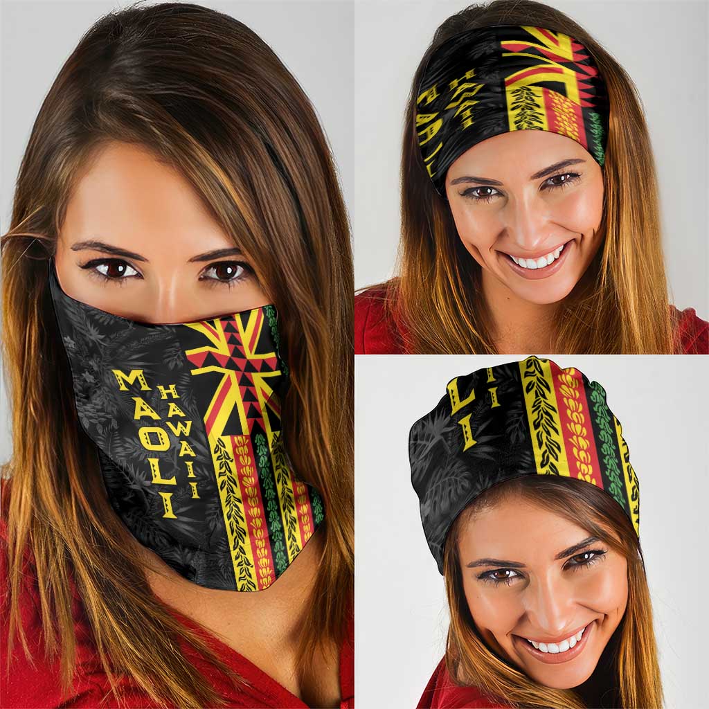 Hawaii Maoli Spirit Neck Gaiter Kakau Pattern With Flower Lei - Polynesian Pride