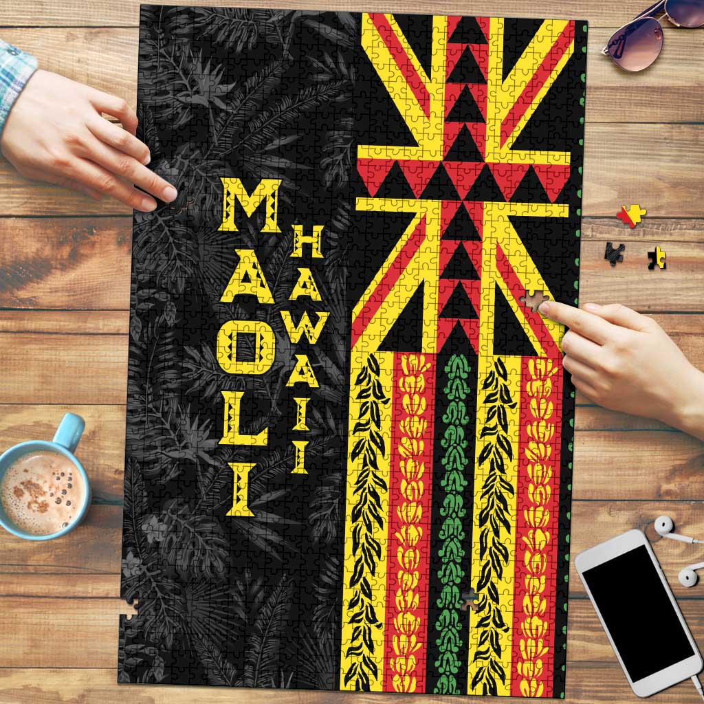 Hawaii Maoli Spirit Puzzle Kakau Pattern With Flower Lei - Polynesian Pride