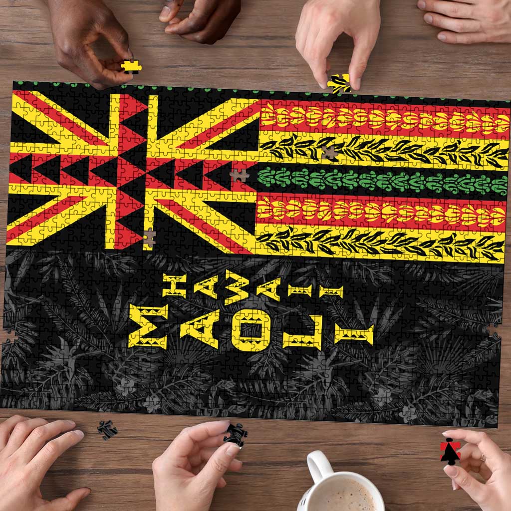 Hawaii Maoli Spirit Puzzle Kakau Pattern With Flower Lei - Polynesian Pride