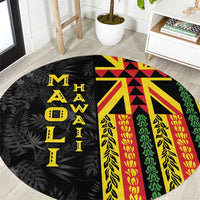 Hawaii Maoli Spirit Round Carpet Kakau Pattern With Flower Lei - Polynesian Pride