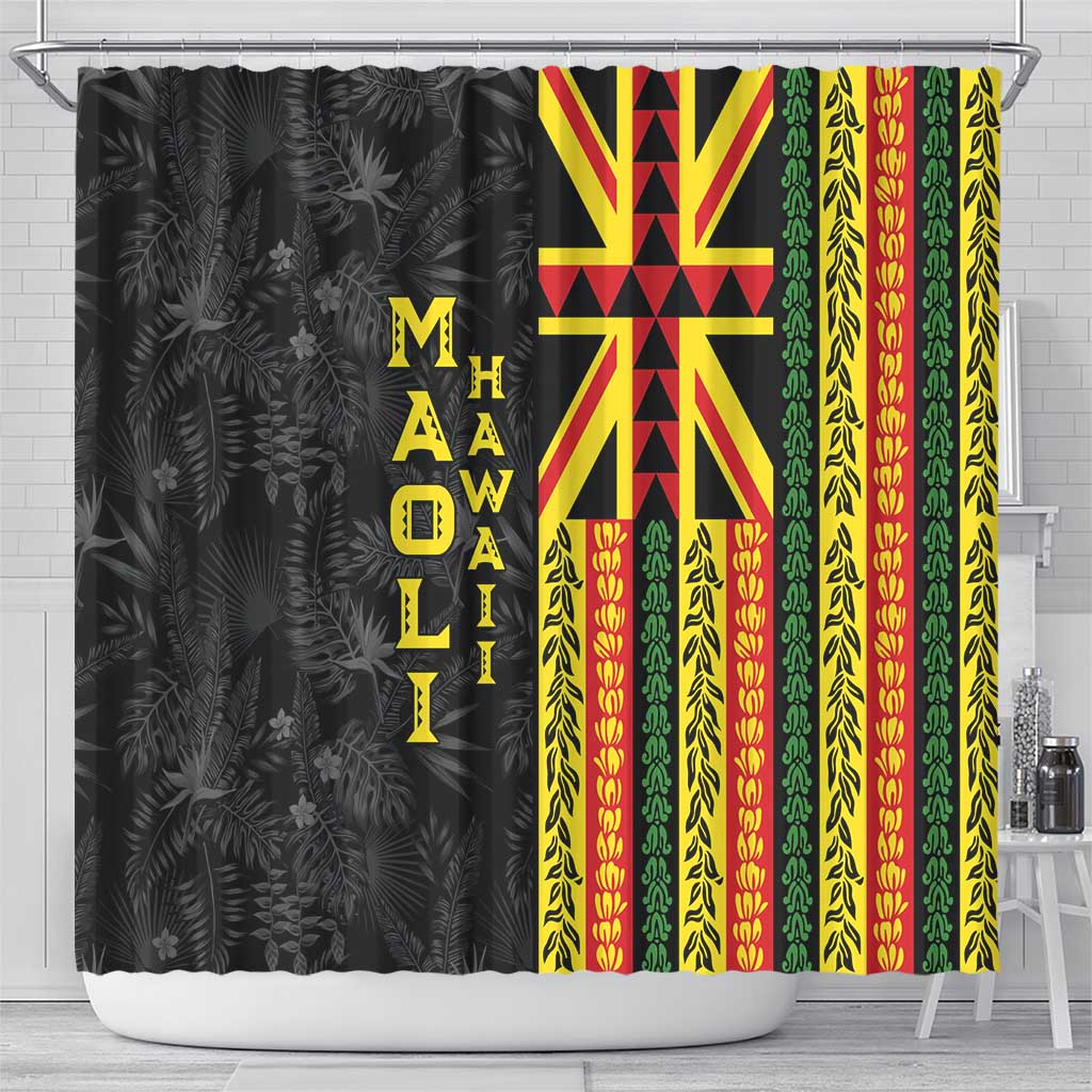 Hawaii Maoli Spirit Shower Curtain Kakau Pattern With Flower Lei LT05 - Polynesian Pride