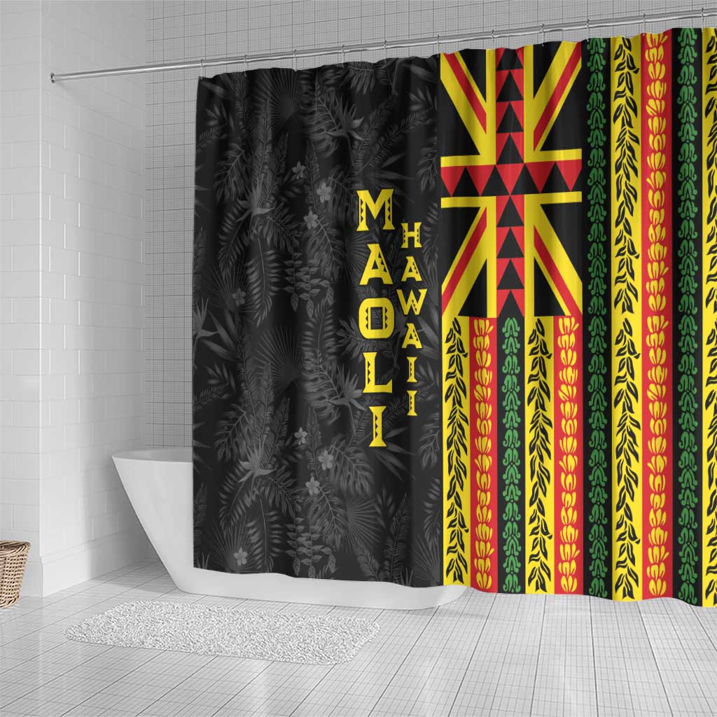 Hawaii Maoli Spirit Shower Curtain Kakau Pattern With Flower Lei LT05 - Polynesian Pride
