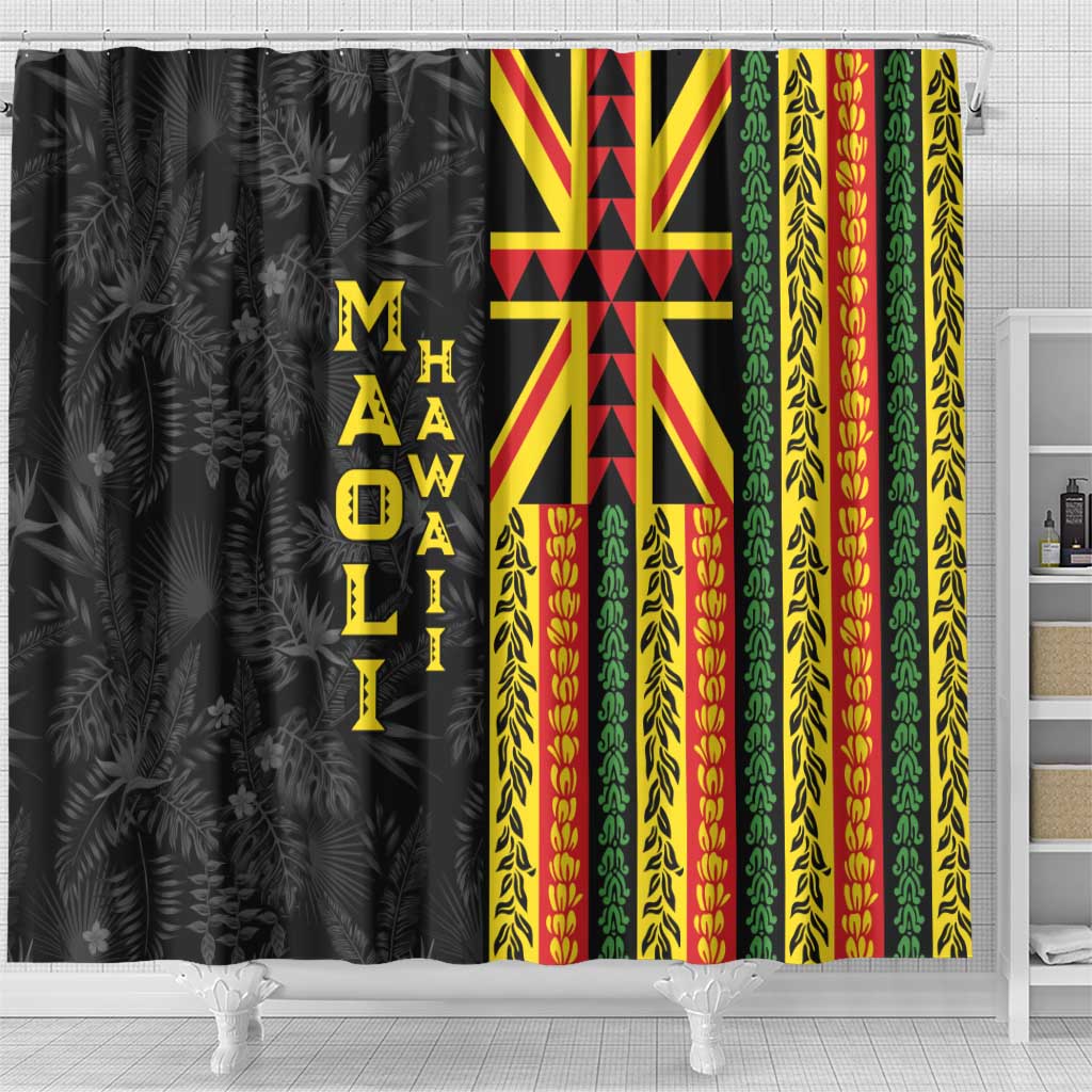 Hawaii Maoli Spirit Shower Curtain Kakau Pattern With Flower Lei LT05 - Polynesian Pride
