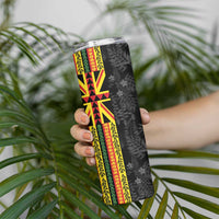 Hawaii Maoli Spirit Skinny Tumbler Kakau Pattern With Flower Lei LT05 - Polynesian Pride