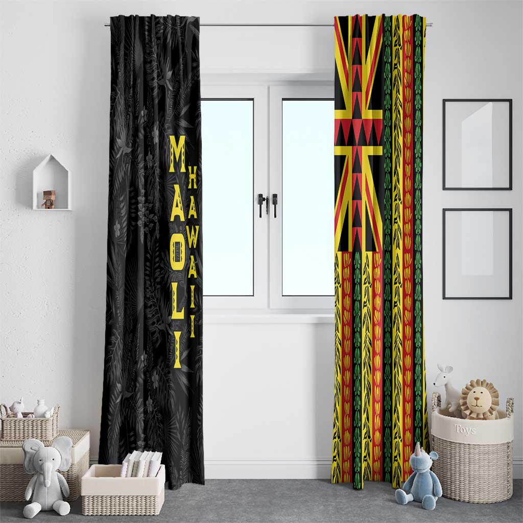 Hawaii Maoli Spirit Window Curtain Kakau Pattern With Flower Lei LT05 - Polynesian Pride