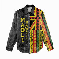 Hawaii Maoli Spirit Women Casual Shirt Kakau Pattern With Flower Lei LT05 - Polynesian Pride