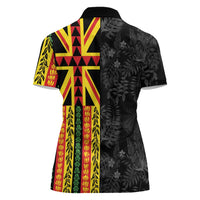 Hawaii Maoli Spirit Women Polo Shirt Kakau Pattern With Flower Lei LT05 - Polynesian Pride