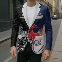 France And New Zealand Rugby Custom Blazer Les Bleus Rooster With Maori Tiki LT05 - Polynesian Pride