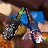 France And New Zealand Rugby Custom 4 in 1 Can Cooler Tumbler Les Bleus Rooster With Maori Tiki LT05 - Polynesian Pride