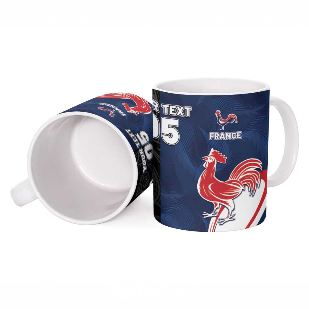 France And New Zealand Rugby Custom Ceramic Mug Les Bleus Rooster With Maori Tiki - Polynesian Pride