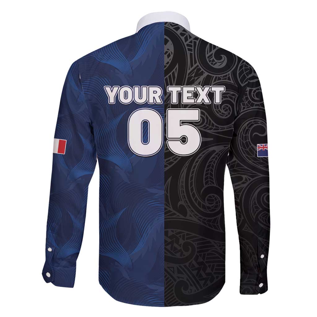 France And New Zealand Rugby Custom Family Matching Short Sleeve Bodycon Dress and Hawaiian Shirt Les Bleus Rooster With Maori Tiki LT05 - Polynesian Pride