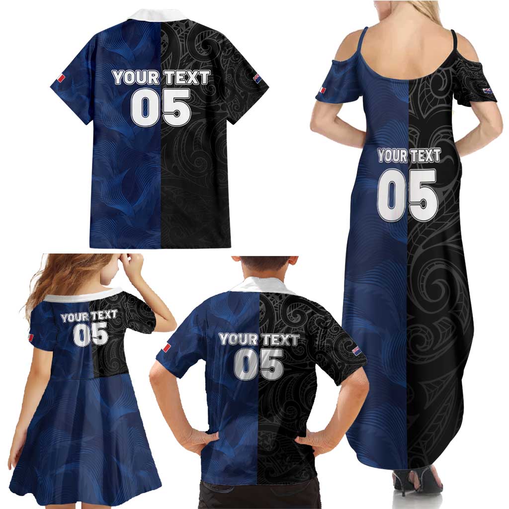 France And New Zealand Rugby Custom Family Matching Summer Maxi Dress and Hawaiian Shirt Les Bleus Rooster With Maori Tiki LT05 - Polynesian Pride