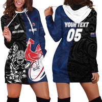 France And New Zealand Rugby Custom Hoodie Dress Les Bleus Rooster With Maori Tiki LT05 - Polynesian Pride
