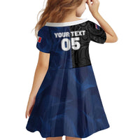 France And New Zealand Rugby Custom Kid Short Sleeve Dress Les Bleus Rooster With Maori Tiki - Polynesian Pride