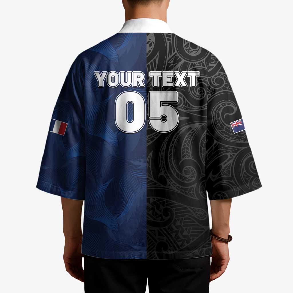 France And New Zealand Rugby Custom Kimono Les Bleus Rooster With Maori Tiki LT05 - Polynesian Pride