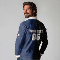 France And New Zealand Rugby Custom Long Sleeve Polo Shirt Les Bleus Rooster With Maori Tiki - Polynesian Pride