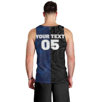 France And New Zealand Rugby Custom Men Tank Top Les Bleus Rooster With Maori Tiki LT05 - Polynesian Pride
