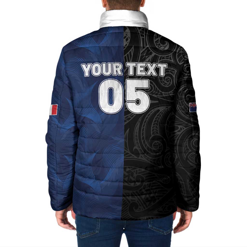 France And New Zealand Rugby Custom Padded Jacket Les Bleus Rooster With Maori Tiki LT05 - Polynesian Pride