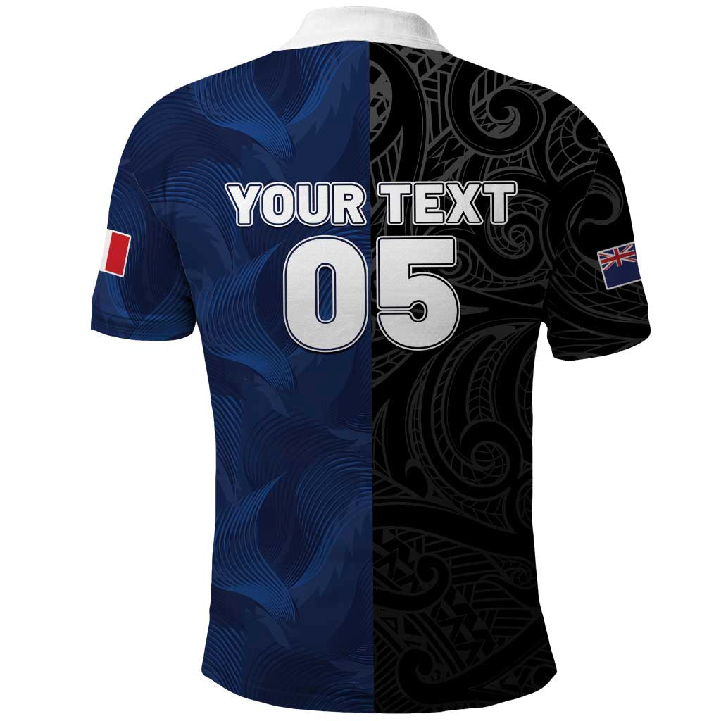 France And New Zealand Rugby Custom Polo Shirt Les Bleus Rooster With Maori Tiki - Polynesian Pride