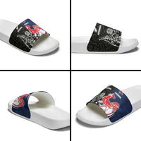 France And New Zealand Rugby Slide Sandals Les Bleus Rooster With Maori Tiki LT05 - Polynesian Pride