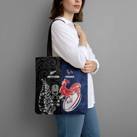 France And New Zealand Rugby Tote Bag Les Bleus Rooster With Maori Tiki LT05 - Polynesian Pride
