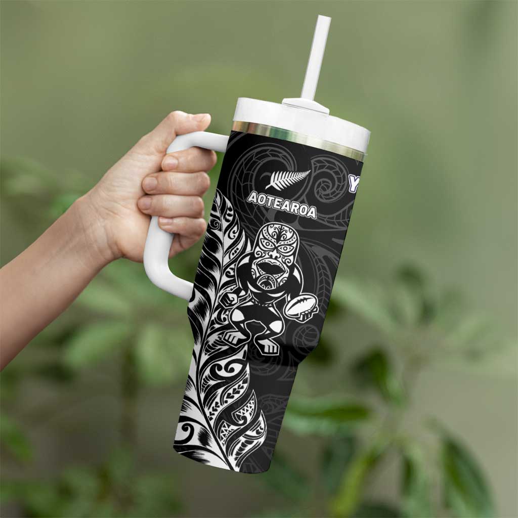 France And New Zealand Rugby Custom Tumbler With Handle Les Bleus Rooster With Maori Tiki LT05 - Polynesian Pride