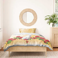 New Zealand Aotearoa Cockatoo Bedding Set Maori Pattern With Pohutukawa Flowers