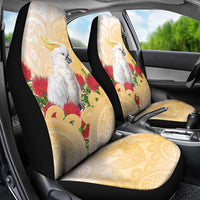 New Zealand Aotearoa Cockatoo Car Seat Cover Maori Pattern With Pohutukawa Flowers LT05 - Polynesian Pride