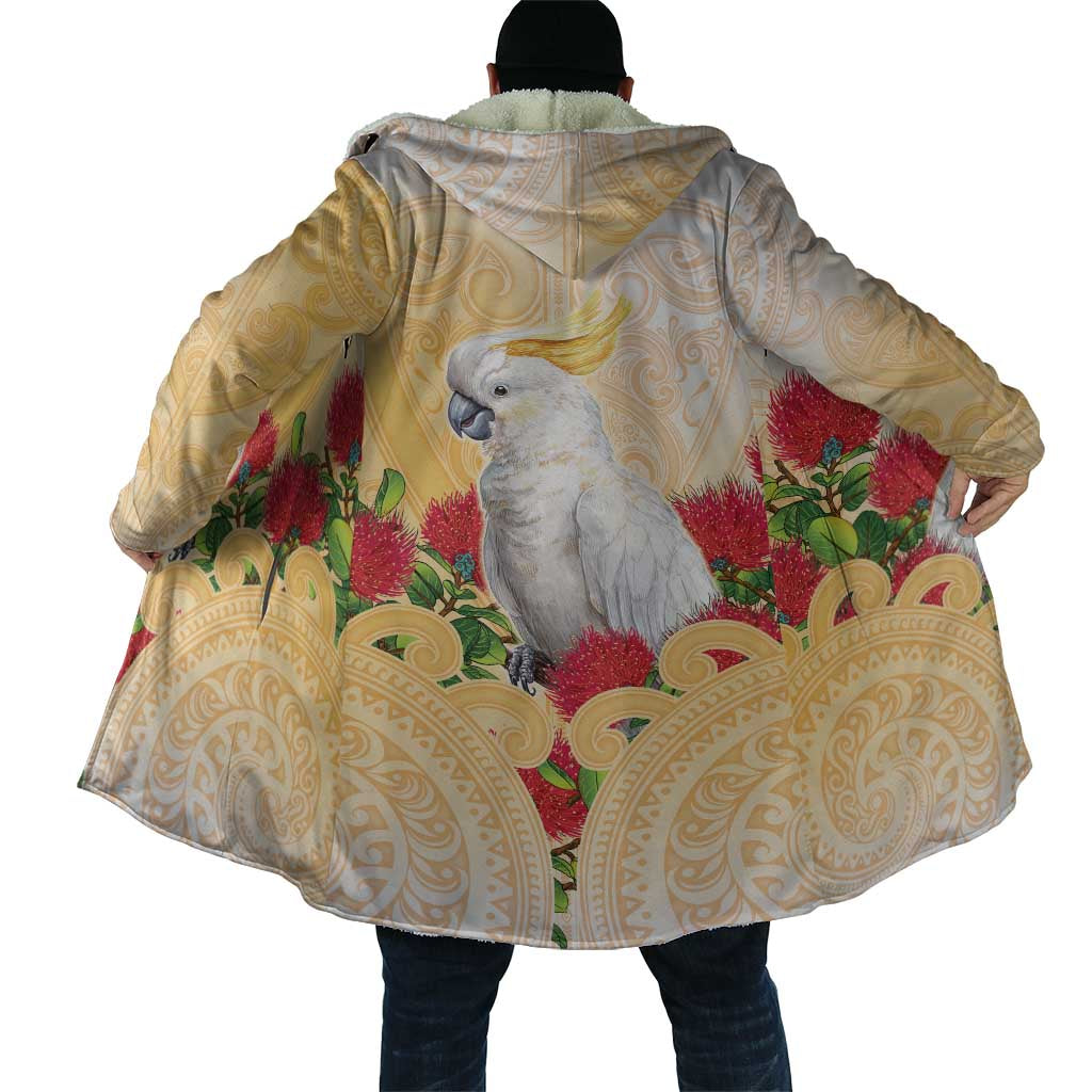 New Zealand Aotearoa Cockatoo Cloak Maori Pattern With Pohutukawa Flowers