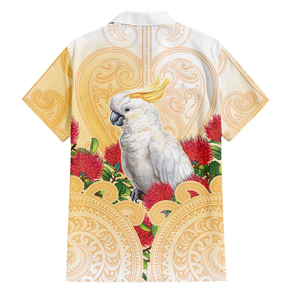New Zealand Aotearoa Cockatoo Family Matching Mermaid Dress and Hawaiian Shirt Maori Pattern With Pohutukawa Flowers LT05 - Polynesian Pride
