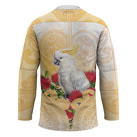 New Zealand Aotearoa Cockatoo Hockey Jersey Maori Pattern With Pohutukawa Flowers LT05 - Polynesian Pride