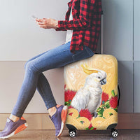 New Zealand Aotearoa Cockatoo Luggage Cover Maori Pattern With Pohutukawa Flowers LT05 - Polynesian Pride
