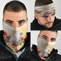 New Zealand Aotearoa Cockatoo Neck Gaiter Maori Pattern With Pohutukawa Flowers LT05 - Polynesian Pride