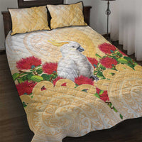New Zealand Aotearoa Cockatoo Quilt Bed Set Maori Pattern With Pohutukawa Flowers