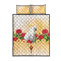 New Zealand Aotearoa Cockatoo Quilt Bed Set Maori Pattern With Pohutukawa Flowers