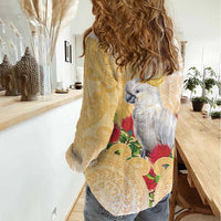 New Zealand Aotearoa Cockatoo Women Casual Shirt Maori Pattern With Pohutukawa Flowers