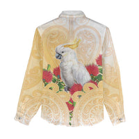 New Zealand Aotearoa Cockatoo Women Casual Shirt Maori Pattern With Pohutukawa Flowers